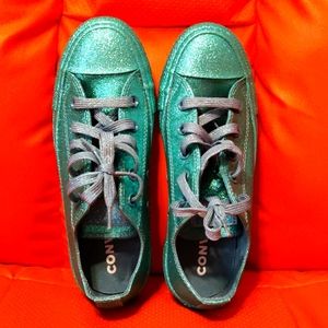 Glittery Turquoise Converse Chuck Taylor's Sz 6